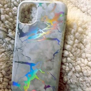 White holo marble phone case